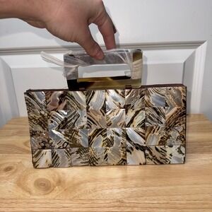 Tico Collection Mother of Pearl Mosaic Clutch Handbag Evening Bag Handle